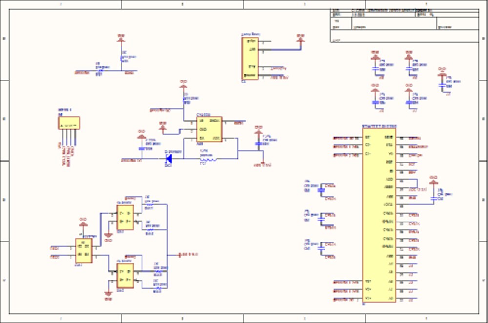 Schematic overview: the MC9S08DZ60 at right, the display connector at top, the CAN transceiver, regulator and backlight boost blocks at mid-left, and the switch inputs at bottom-left